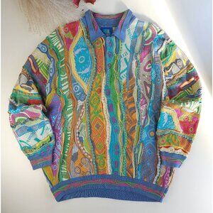 Vintage Limnos crazy pattern 3D texture abstract knit sweater men, women